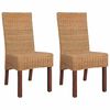 vidaXL Dining Chair Set of 2 Brown Solid mango wood and genuine rattan