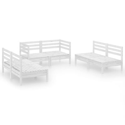 vidaXL 6 Piece Patio Lounge Set White Solid Pinewood