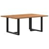 vidaXL Dining Table Light brown, Black Solid oak wood, Powder-coated steel