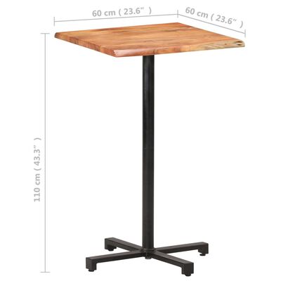 vidaXL Bar Table with Live Edges 23.6"x23.6"x43.3" Solid Acacia Wood