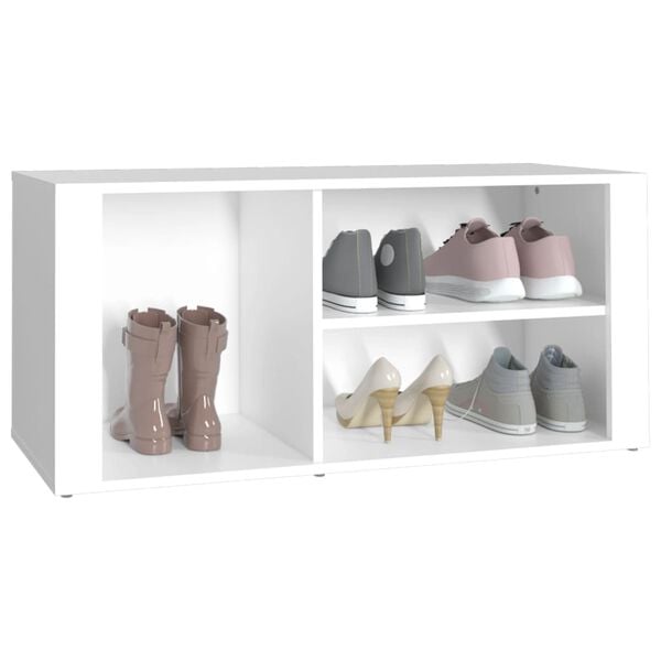 vidaXL Shoe Cabinet White Engineered wood 39.4x13.8x17.7 in Shoe Cabinet