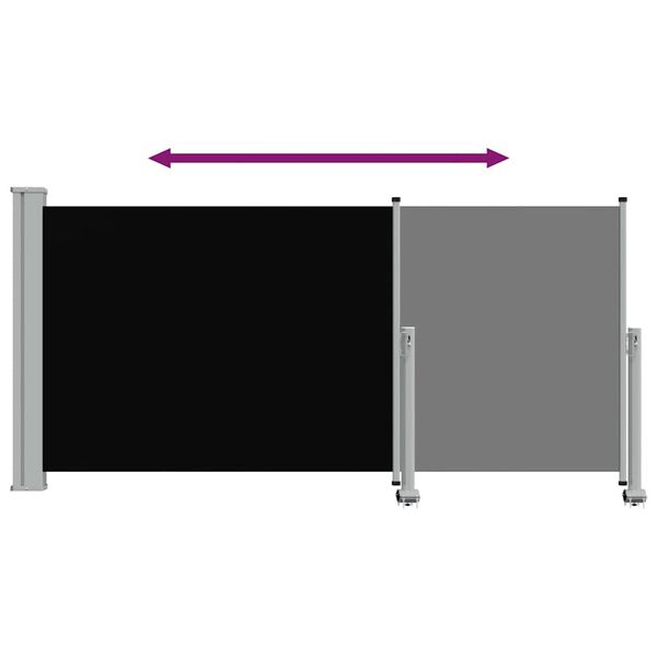 vidaXL Side Awning Black screen + Grey stand