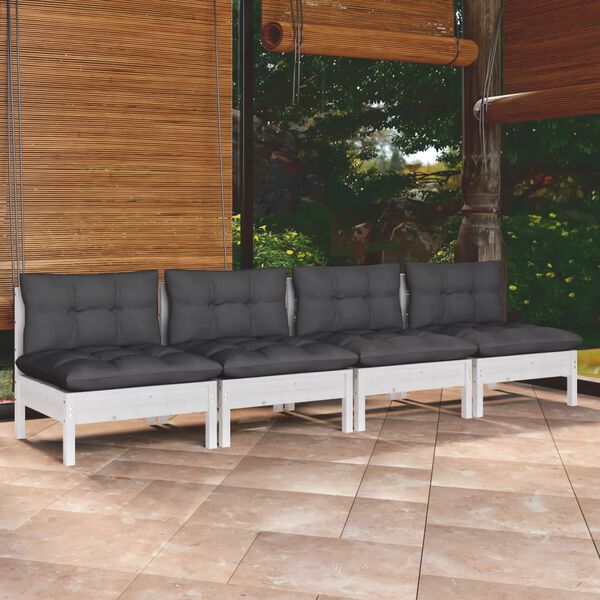 vidaXL 4-seater Garden Sofa White and Anthracite