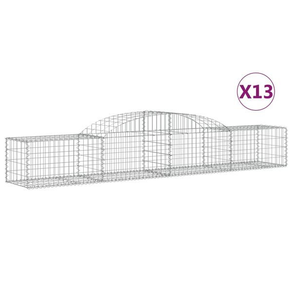 vidaXL Gabion Basket Set of 13 Silver Galvanized iron Durable