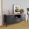 vidaXL TV Cabinet Black Iron and Solid Fir Wood 43.3 x 11.8 x 16.9 in