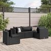 vidaXL Patio Lounge Set Black Poly rattan, Powder-coated steel Medium