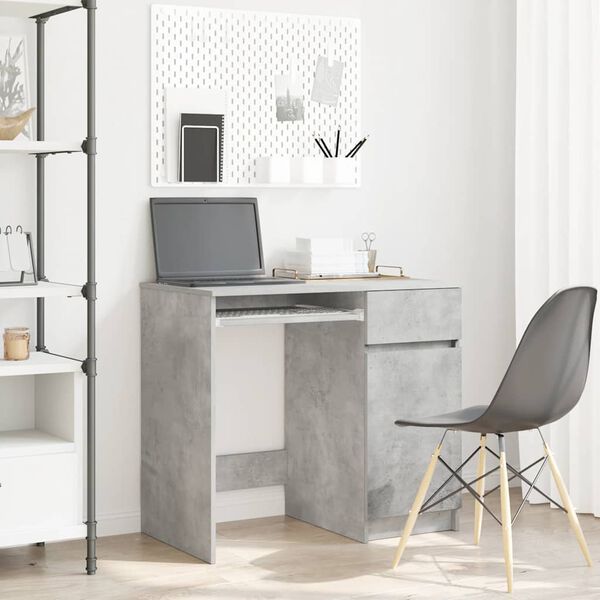 vidaXL Desk Concrete Grey Engineered Wood Medium Storage Desk