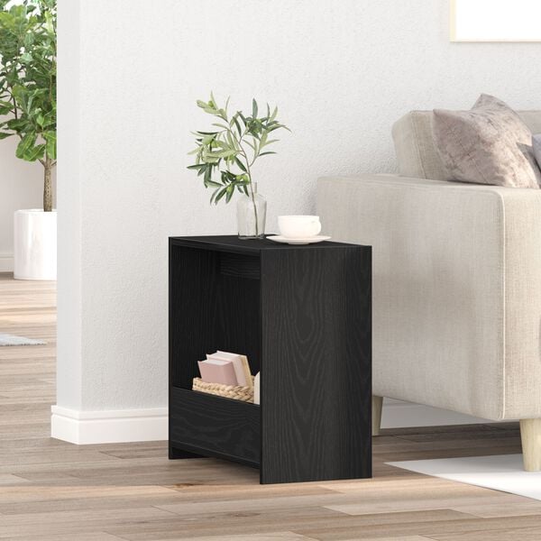 vidaXL Side Table Black Oak 19.69 x 10.24 x 19.69 in Engineered Wood