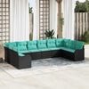 vidaXL Garden Sofa Set 10 pcs Black and turquoise Poly Rattan