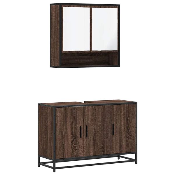 vidaXL Bathroom Furniture Set Brown oak Engineered wood, metal Medium