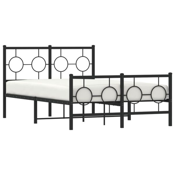 vidaXL Bed Frame Black Steel Double Bed Frame Rectangular Industrial