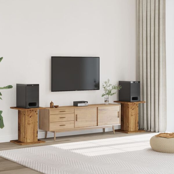 vidaXL Speaker Stands 2 pcs Old Wood 11.8x11.8x23.6" Engineered Wood