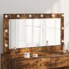 vidaXL Vanity Mirror with LED Strip Lights Smoked Oak 100 x 55 x 18 cm