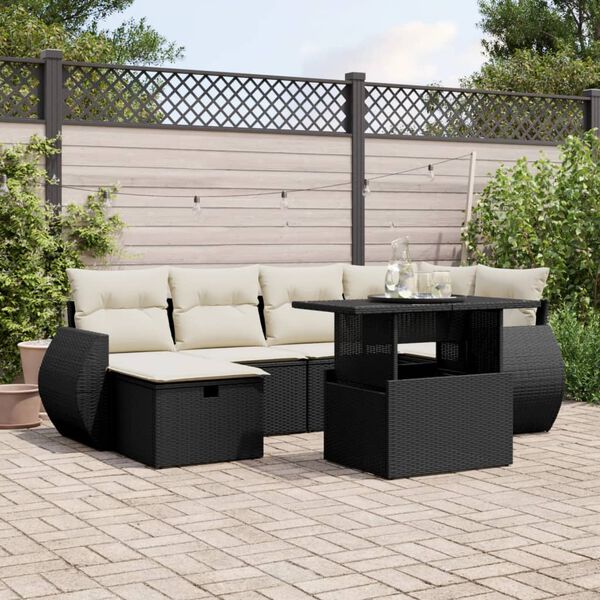 vidaXL Garden Sofa Set Black, Cream White