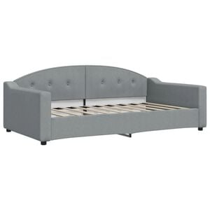 vidaXL Day Bed Light Grey Polyester Fabric, Metal, Solid Wood, Plywood