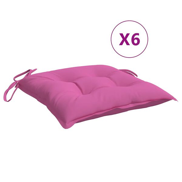 vidaXL Chair Cushion Set of 6 Pink Polyester 15.7x15.7 in