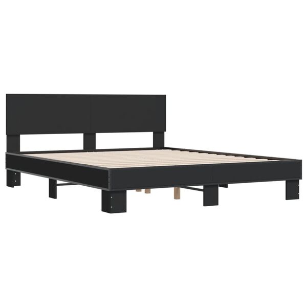 vidaXL Bed Frame Black Engineered wood King Durable Bed Frame
