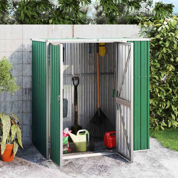 vidaXL Tool Shed Green Galvanized steel, metal, plastic Large
