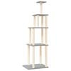 vidaXL Cat Tree Light Grey Engineered wood, plush, sisal 72.0 in tall