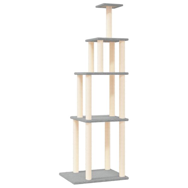 vidaXL Cat Tree Light Grey Engineered wood, plush, sisal 72.0 in tall