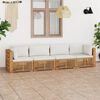 vidaXL Patio 4-Seater Sofa with Cushions Solid Teak Wood