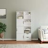 vidaXL Side Cabinet White Solid Pine Wood, Engineered Wood Medium