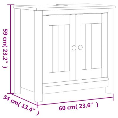 Large cabinet with two doors and a base, dimensions 59 cm height, 60 cm width, 34 cm depth.