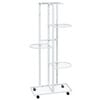 vidaXL Flower Stand White Iron Tall Rollable Flower Stand