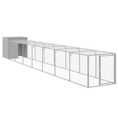 vidaXL Chicken Cage with Run Light Gray 43.3"x320.1"x43.3" Galvanized Steel