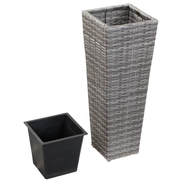 vidaXL Garden Raised Bed 11.8"x11.8"x31.5" Poly Rattan Gray