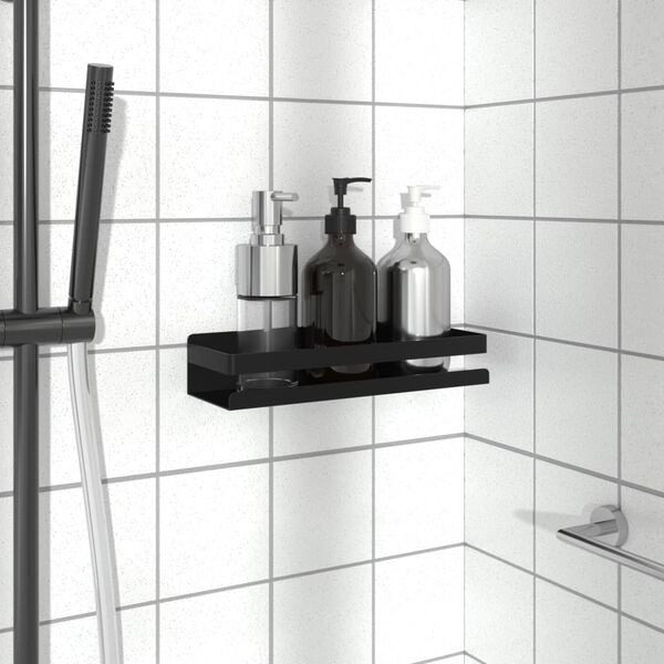 vidaXL Shower Shelf Matte black Brushed 304 Stainless Steel