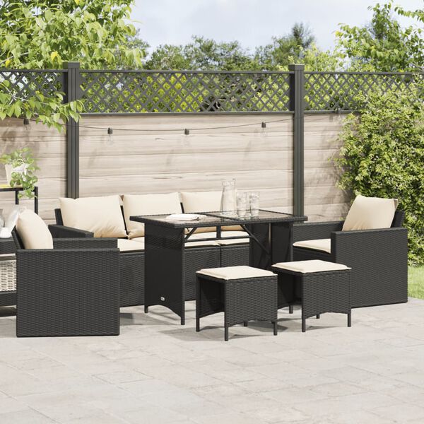 vidaXL Garden Sofa Set Black