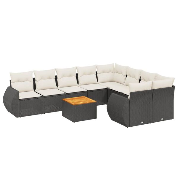 vidaXL Garden Sofa Set Black, Cream White
