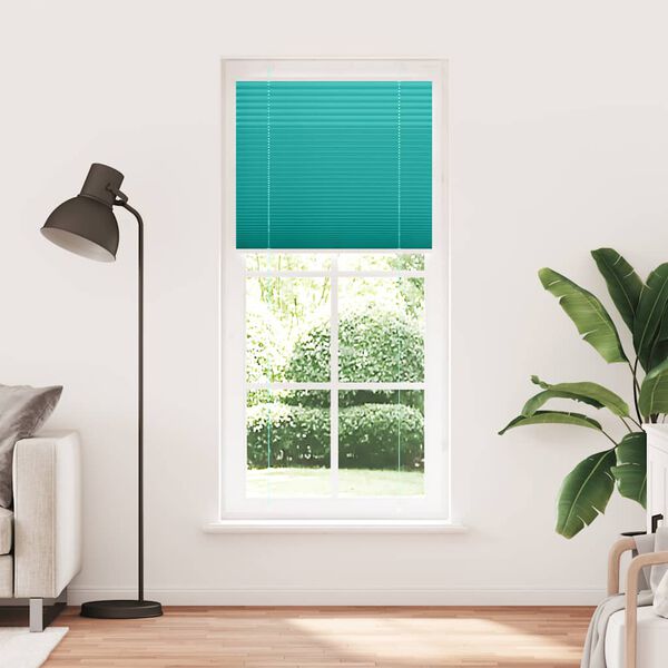 vidaXL Pleated Blind Petrol green 100% Polyester 33.5 x 78.7 in