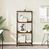 vidaXL Bookcase Smoked Oak Engineered Wood and Metal Medium