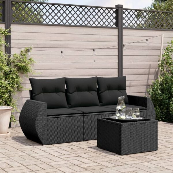 vidaXL Garden Sofa Set Black