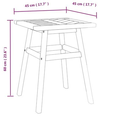 vidaXL Side Table 17.7"x17.7"x23.6" Solid Wood Acacia