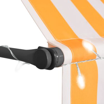 vidaXL Manual Retractable Awning with LED 157.5" White and Orange