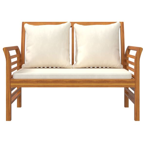 vidaXL Sofa Bench Cream white Solid acacia wood, 100% polyester 2-seater