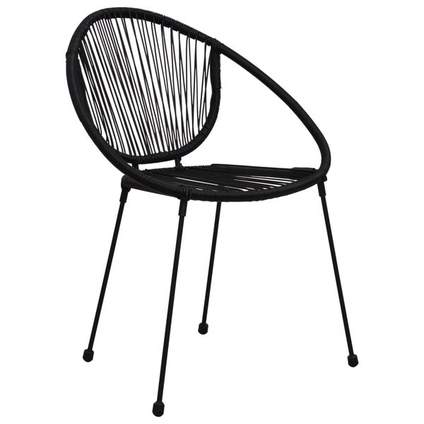 vidaXL Garden Chair Set of 2 Black PVC rattan, steel Standard