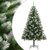vidaXL Artificial Hinged Christmas Tree Green and white PVC, metal Medium
