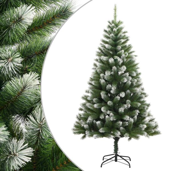 vidaXL Artificial Hinged Christmas Tree Green and white PVC, metal Medium