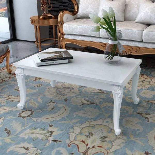 vidaXL High Gloss Coffee Table High gloss white MDF, Plastic Medium
