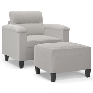 vidaXL Sofa Chair With Footstool Light Grey
