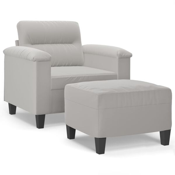vidaXL Sofa Chair With Footstool Light Grey