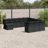 vidaXL Garden Sofa Set Black PE rattan, powder-coated steel Large