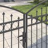 vidaXL Fence Gate Double Door with Arched Top Steel 157.5x68.9" Black