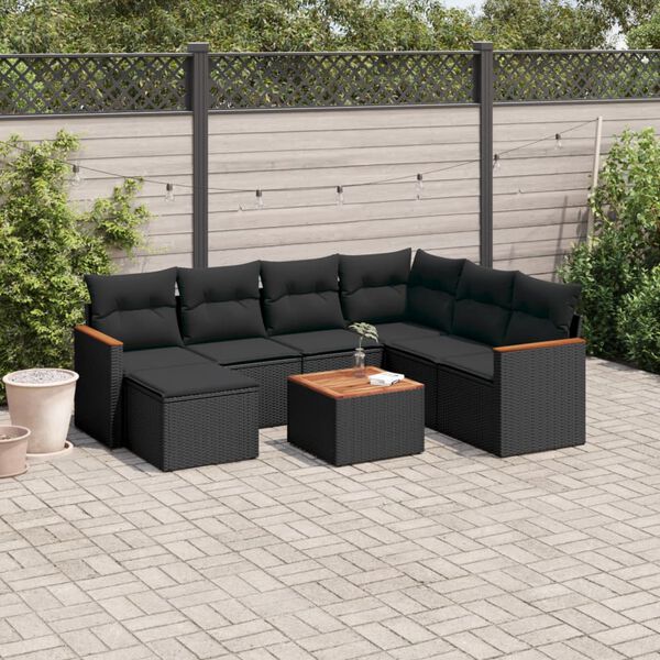 vidaXL Garden Sofa Set Black PE Rattan Large Modular Garden Sofa Set