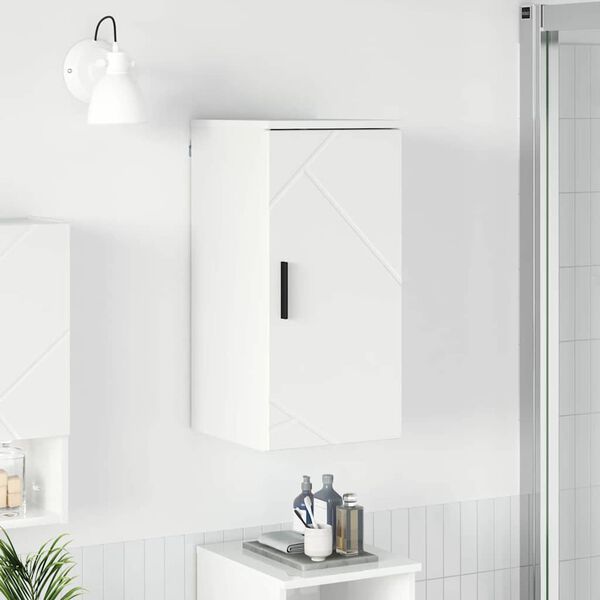 vidaXL Bathroom Cabinet High Gloss White 11.81 x 12.40 x 24.02 in