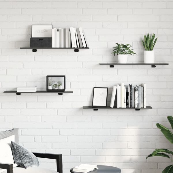 vidaXL Shelf Set of 8 High gloss grey Engineered wood